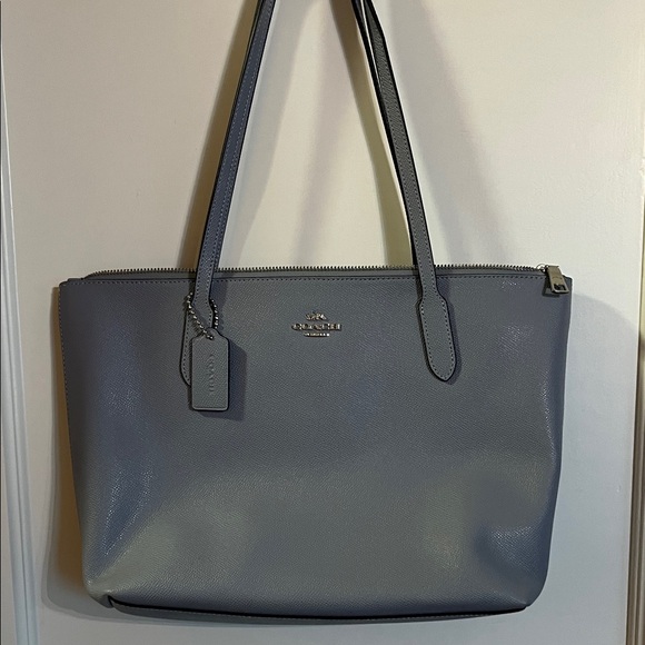 Coach Blue/Gray Cross Grain Leather City Tote Bag - Picture 1 of 5